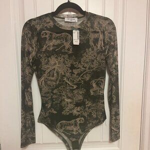 NWT By Swan Sheer Tiger print bodysuit